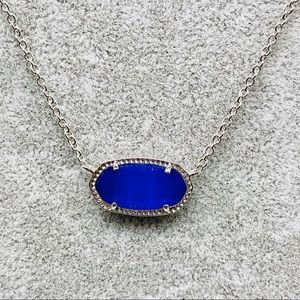 Kendra Scott Elisa Cat's Eye Cobalt Blue Necklace Silver Tone
